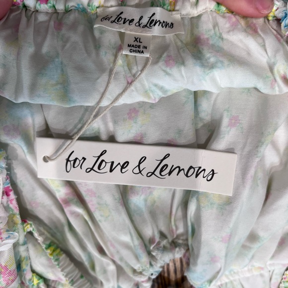 For Love & Lemons NWT Becky Floral Appliqué Mini Dress Strappy Plunging White XL - Picture 9 of 16